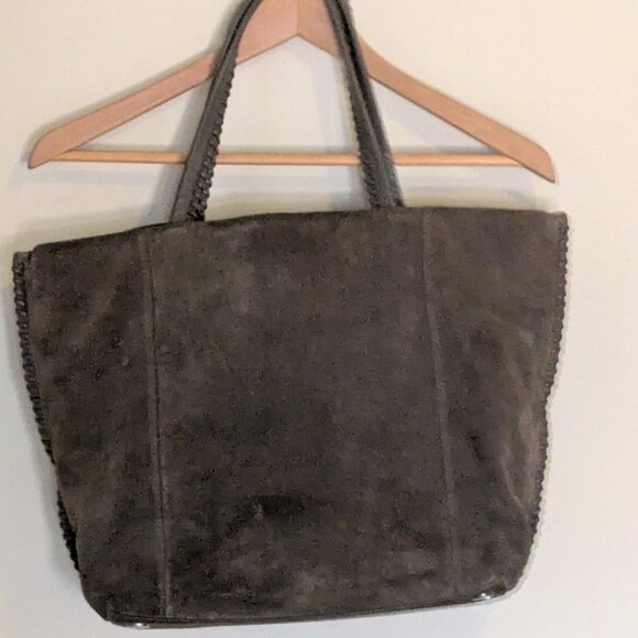 All Saints Suede Tote Bag - Gray/Tan - Picture 2 of 11